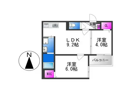 1ER CAMELLIA(2DK/2階)の間取り写真