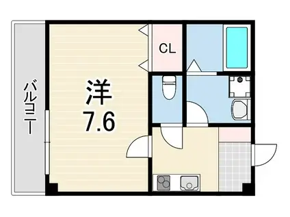 KORE・YIELD神戸北(1K/2階)の間取り写真