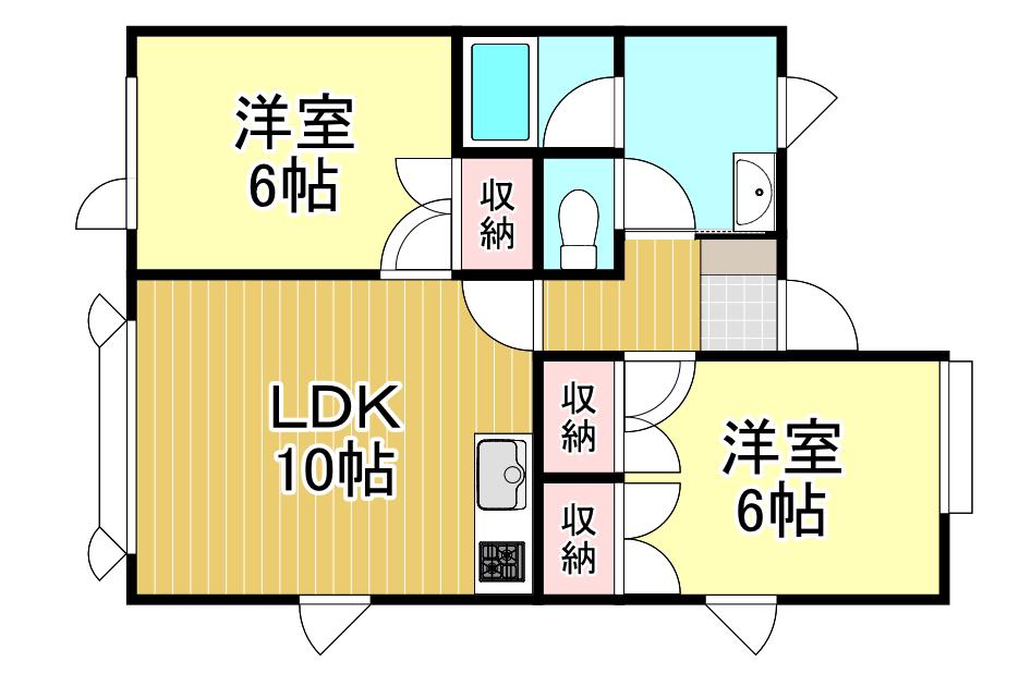 アムウル高野(2LDK/2階)の間取り写真