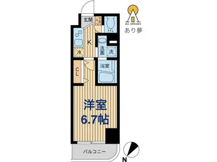 HF関内レジデンス(1K/6階)の間取り写真