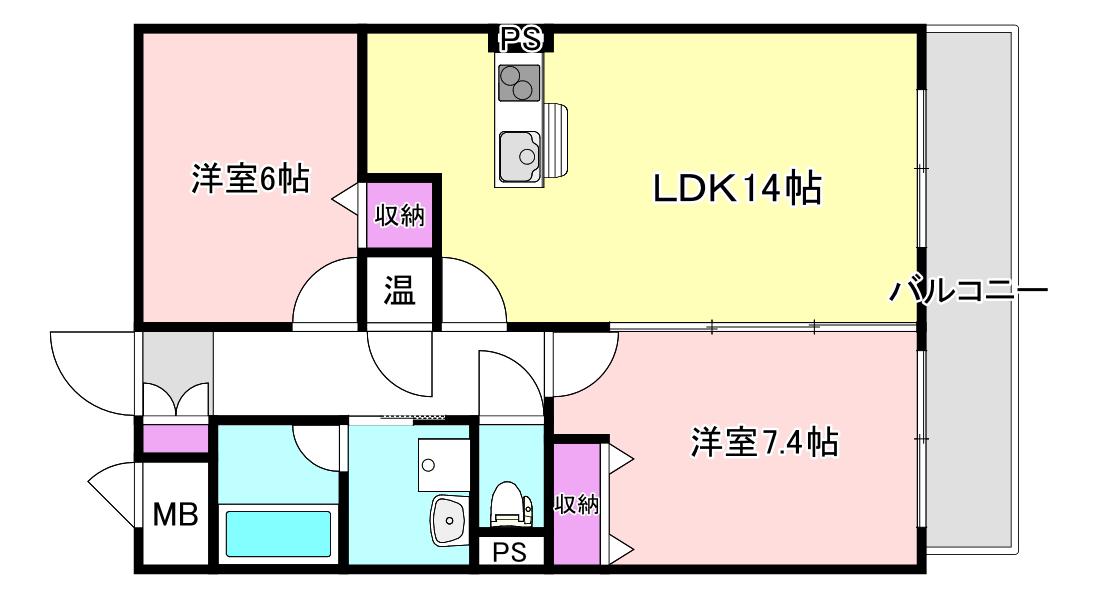 レガーロ旭町(2LDK/3階)の間取り写真