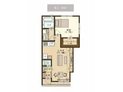 ユーソニアン妙高・美守A(1LDK/1階)の間取り写真