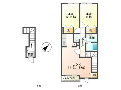 ヴェルサイユ(2LDK/2階)の間取り写真