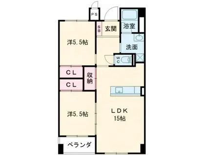 鳥生レジデンスI(2LDK/1階)の間取り写真