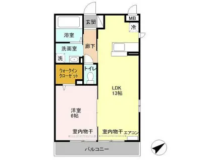 ミカサ スカサ(1LDK/2階)の間取り写真
