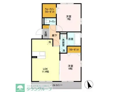 サンプットコート(2LDK/3階)の間取り写真