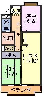 アイカピア植田(2LDK/2階)の間取り写真