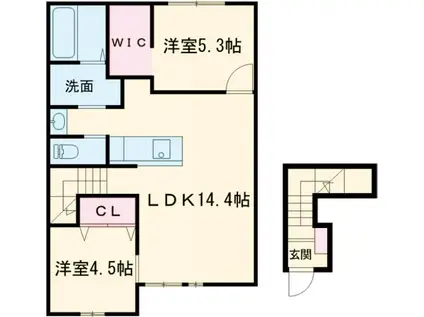 MONOQLOII(2LDK/2階)の間取り写真