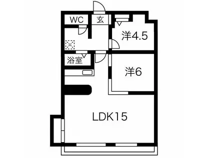 Kスクエアサウス(2LDK/5階)の間取り写真