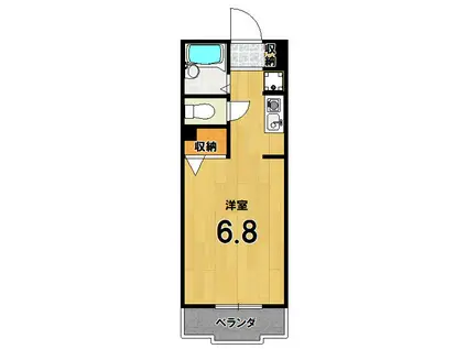 御所北ハイツ(1K/1階)の間取り写真