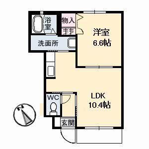 フルール東川口(1LDK/1階)の間取り写真