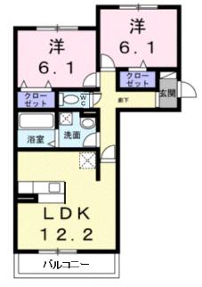 JR山陽本線 大門駅(広島) 徒歩5分 3階建 築8年(2LDK/3階)の間取り写真