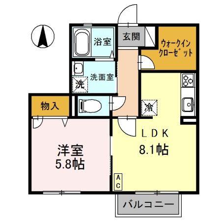 グレース古川 A棟(1LDK/2階)の間取り写真