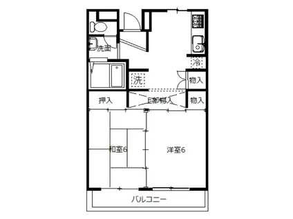 メゾンパークレーン(2DK/4階)の間取り写真