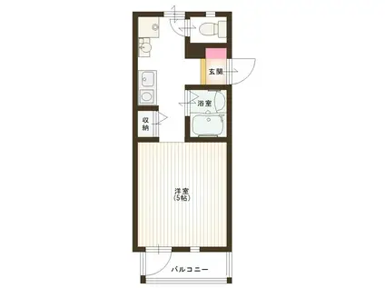 ローズマンションII(1K/2階)の間取り写真