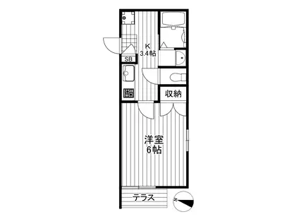 へーベルメゾン池尻(1K/1階)の間取り写真