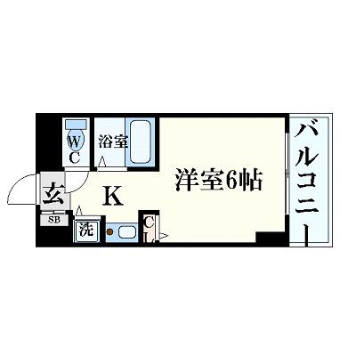 YKハイツ松の内(1K/7階)の間取り写真