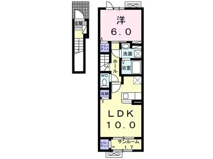 グラン ドムール II(1LDK/2階)の間取り写真