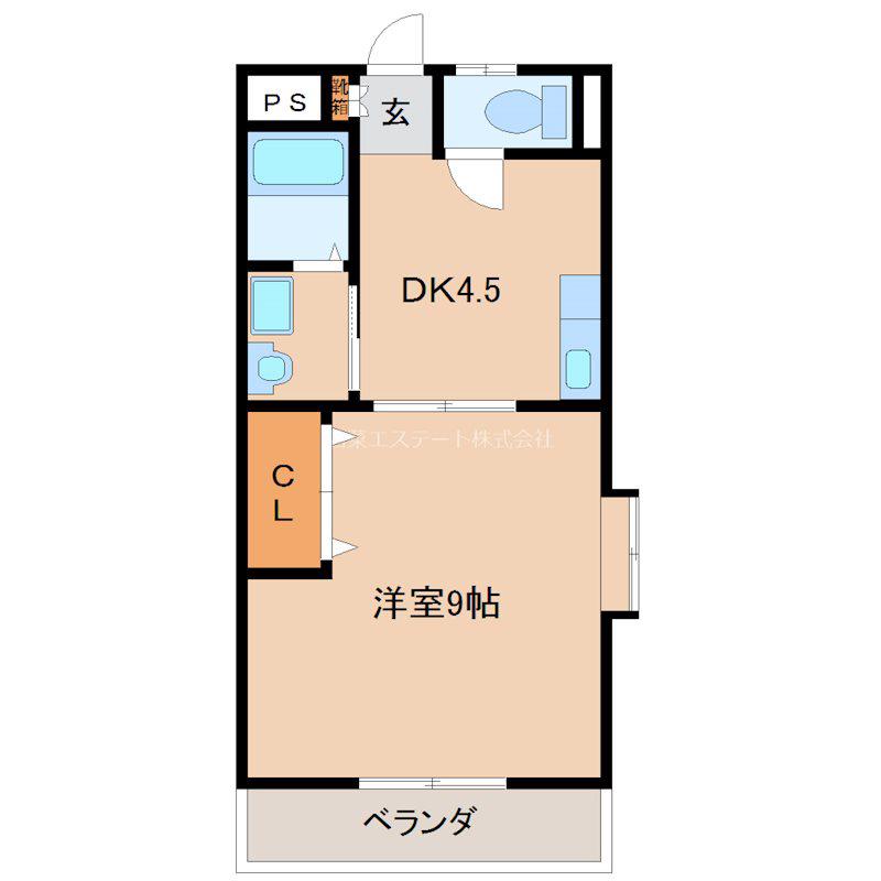 パークアヴェニュー(1DK/2階)の間取り写真