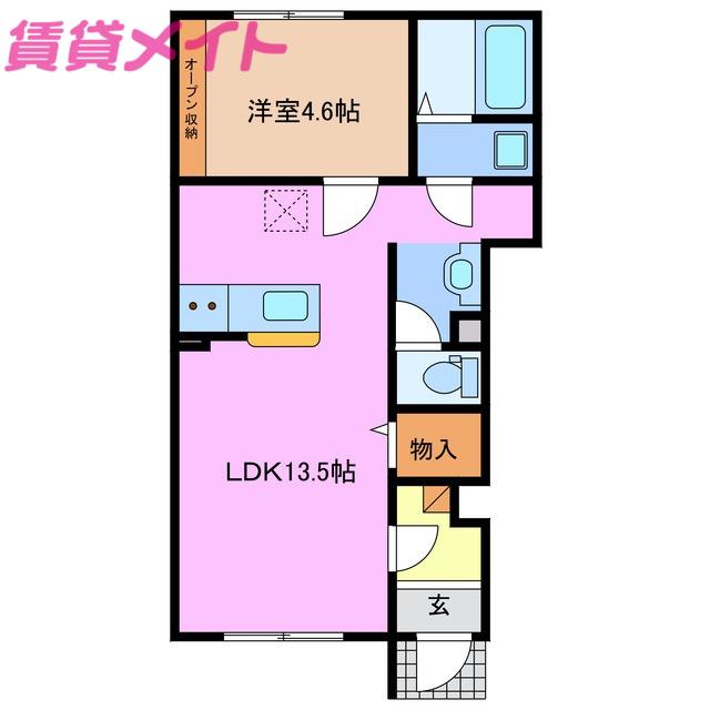 四日市市小杉町アパート(1LDK/1階)の間取り写真