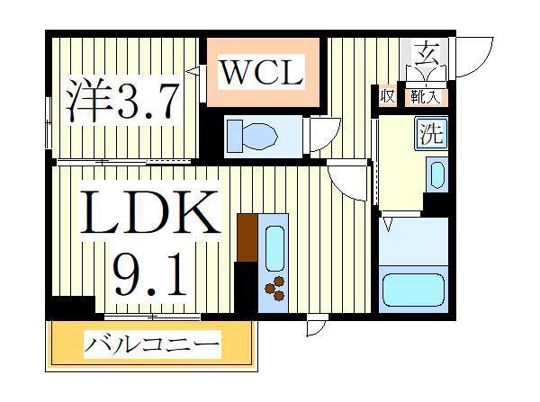 グランバニア(1LDK/1階)の間取り写真