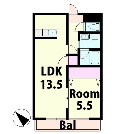 クレールあい(1LDK/2階)の間取り写真