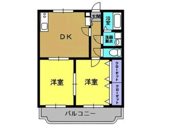 ヴェルデコート(2DK/1階)の間取り写真