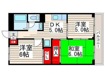 メゾンラフォーレ(3DK/2階)の間取り写真