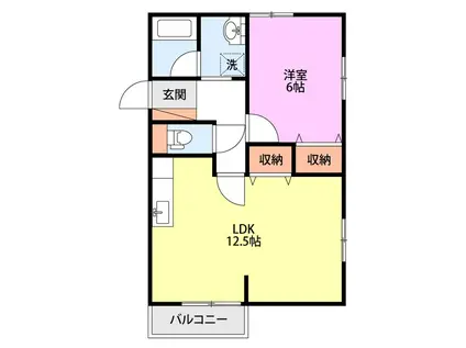 ピュアタウン坂井砂山II(1LDK/2階)の間取り写真