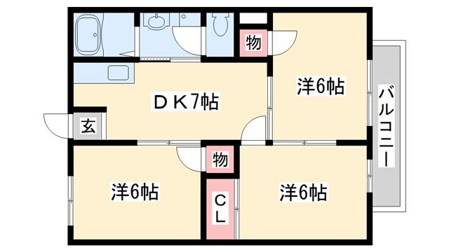 ハイツフォレスト(3DK/1階)の間取り写真