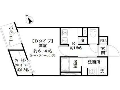 アイディ西馬込12(1K/4階)の間取り写真