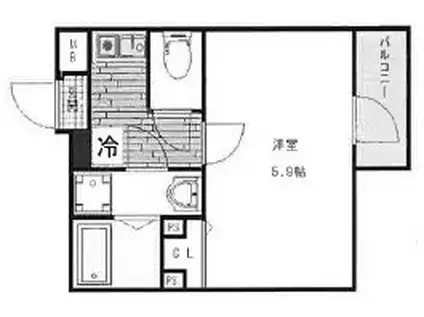 ドミシルAYAM弐番館(1K/2階)の間取り写真