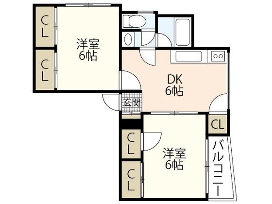 吉長ビル(2DK/7階)の間取り写真
