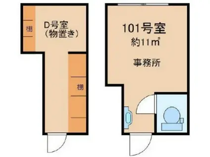 フェリーチェ・トレ(ワンルーム/1階)の間取り写真