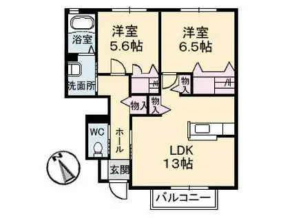 アローバレー(2LDK/1階)の間取り写真