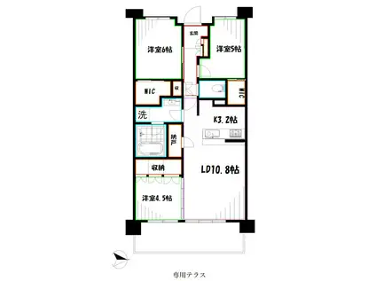 バウス武蔵境(3LDK/3階)の間取り写真