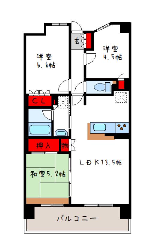 藤和八尾駅前ホームズ(3LDK/9階)の間取り写真