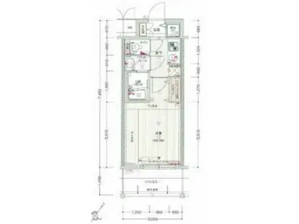 サムティ北梅田VESSEL(1K/4階)の間取り写真