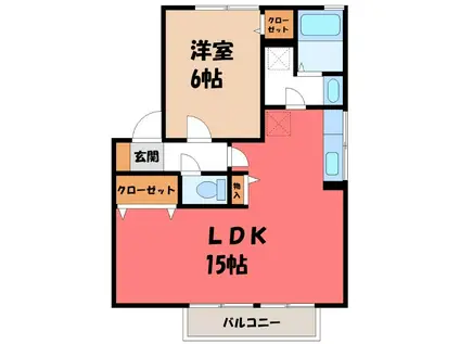 エピナール B(1LDK/2階)の間取り写真