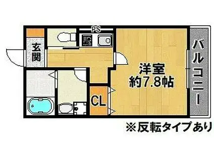 ラ・ポルテ藤原台(1K/3階)の間取り写真