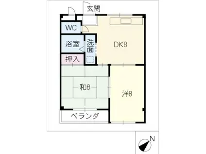 パーク大門(2DK/3階)の間取り写真