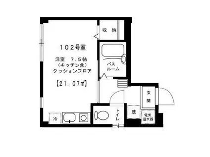 コーラル福志満(ワンルーム/1階)の間取り写真