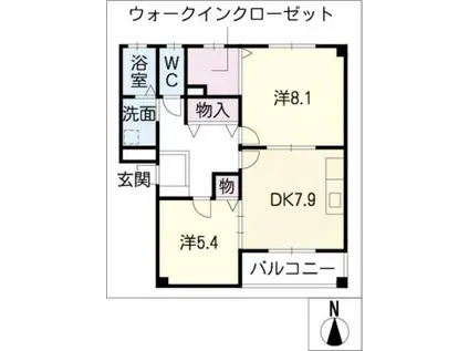 グラサージュ・アン(2DK/1階)の間取り写真