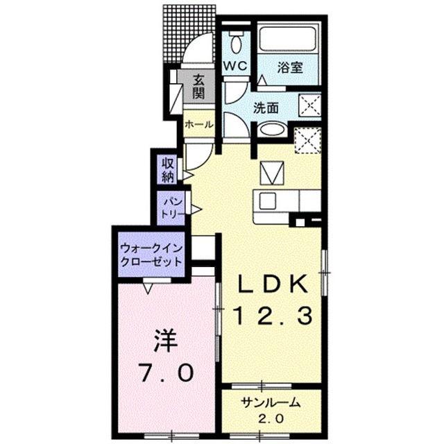 ルミエール KAWAI(1LDK/1階)の間取り写真