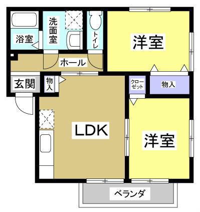 ハイツカローラ(2LDK/1階)の間取り写真