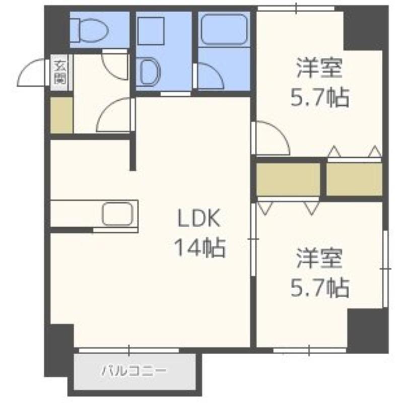 グラードエルヴィータ円山(2LDK/4階)の間取り写真