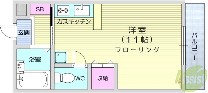 ロイヤルハイツ東八(ワンルーム/2階)の間取り写真