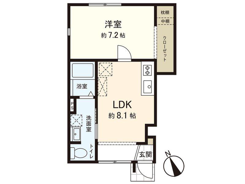 グリーンパーク南光台東(1LDK/1階)の間取り写真