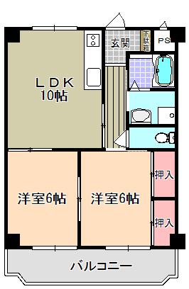 グレース広野I(2LDK/3階)の間取り写真