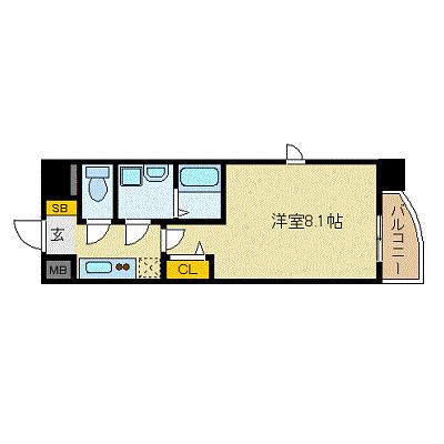 プレサンス栄モード(1K/11階)の間取り写真